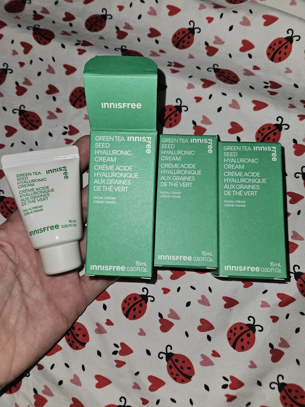 Lot of 3 Innisfree Green Tea Seed Hyaluronic facial cream 15 ml each exp 7/2027